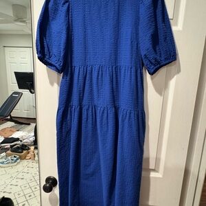 Old Navy Blue Tiered Puff Sleeve Sundress
